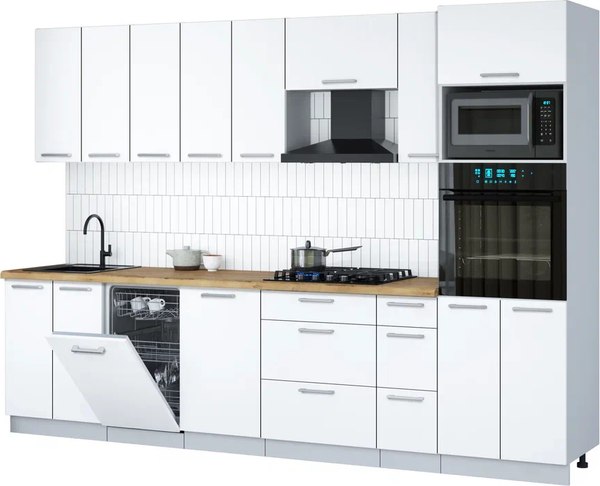 Кухонный гарнитур Интерлиния Мила Gloss 3.0-ПМ3 - фото