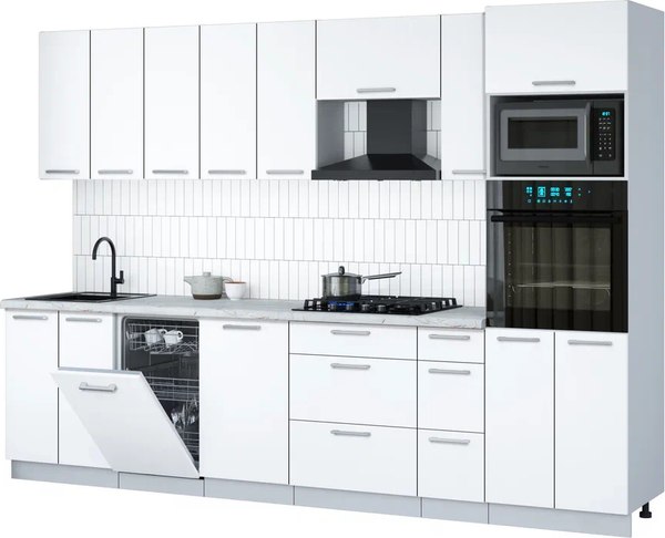 Кухонный гарнитур Интерлиния Мила Gloss 3.0-ПМ3 - фото