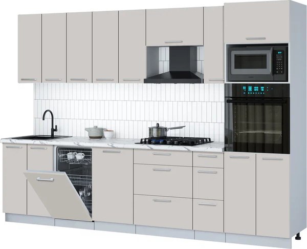 Кухонный гарнитур Интерлиния Мила Gloss 3.0-ПМ3 - фото
