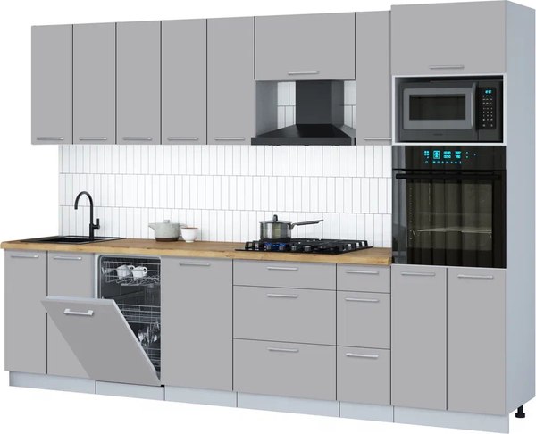 Кухонный гарнитур Интерлиния Мила Gloss 3.0-ПМ3 - фото