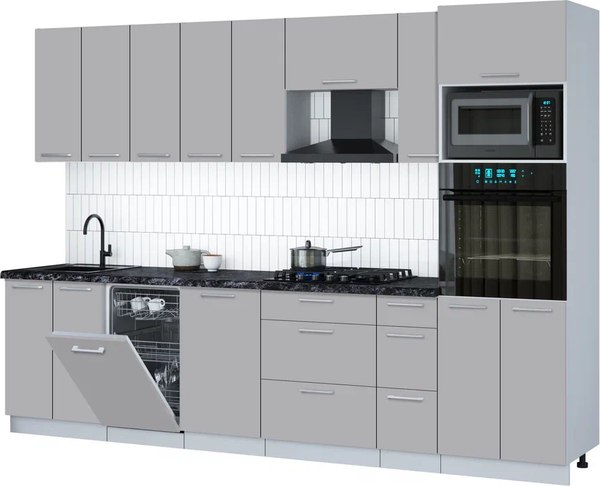 Кухонный гарнитур Интерлиния Мила Gloss 3.0-ПМ3 - фото