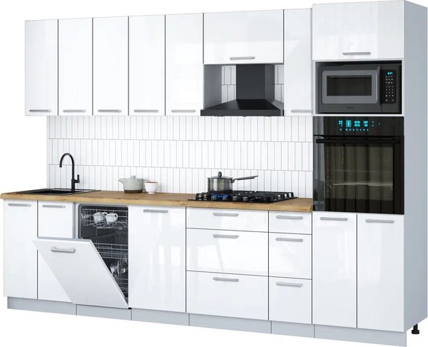 Кухонный гарнитур Интерлиния Мила Gloss 3.0-ПМ3 - фото