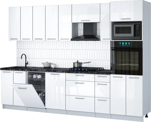 Кухонный гарнитур Интерлиния Мила Gloss 3.0-ПМ3 - фото