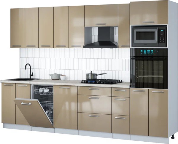 Кухонный гарнитур Интерлиния Мила Gloss 3.0-ПМ3 - фото