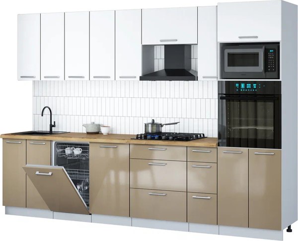 Кухонный гарнитур Интерлиния Мила Gloss 3.0-ПМ3 - фото