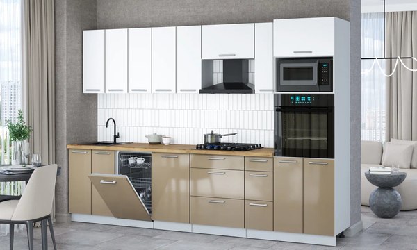 Кухонный гарнитур Интерлиния Мила Gloss 3.0-ПМ3