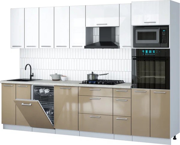 Кухонный гарнитур Интерлиния Мила Gloss 3.0-ПМ3 - фото