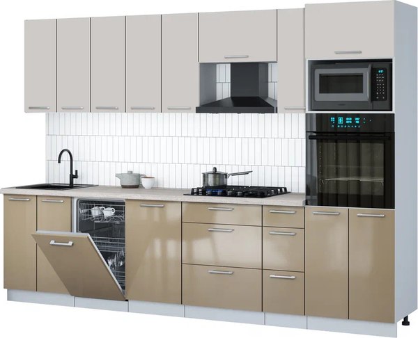 Кухонный гарнитур Интерлиния Мила Gloss 3.0-ПМ3 - фото