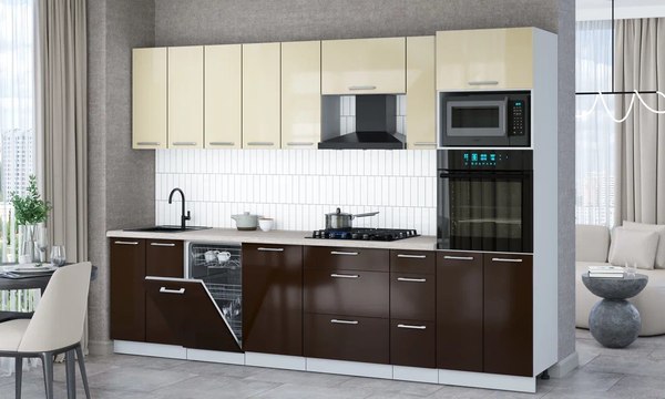 Кухонный гарнитур Интерлиния Мила Gloss 3.0-ПМ3