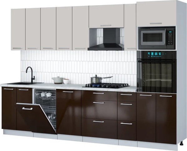 Кухонный гарнитур Интерлиния Мила Gloss 3.0-ПМ3 - фото