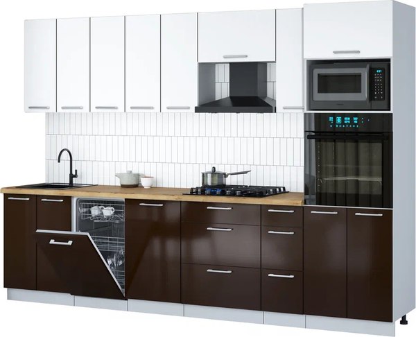 Кухонный гарнитур Интерлиния Мила Gloss 3.0-ПМ3 - фото