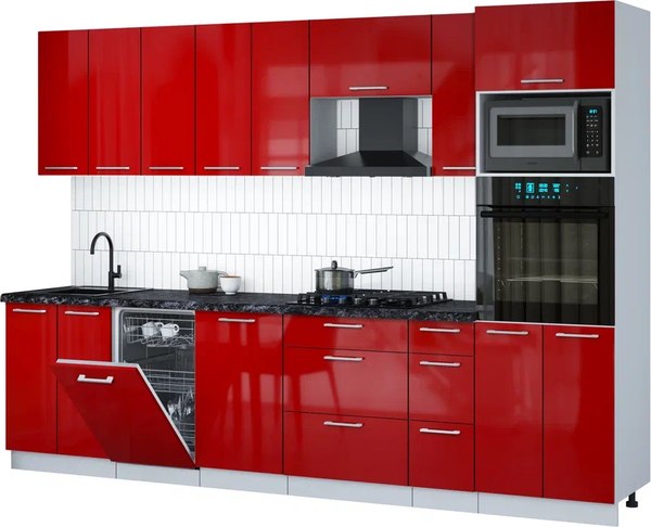 Кухонный гарнитур Интерлиния Мила Gloss 3.0-ПМ3 - фото