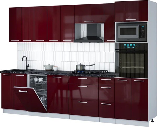 Кухонный гарнитур Интерлиния Мила Gloss 3.0-ПМ3 - фото