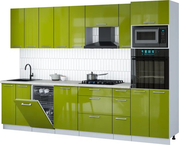 Кухонный гарнитур Интерлиния Мила Gloss 3.0-ПМ3 - фото