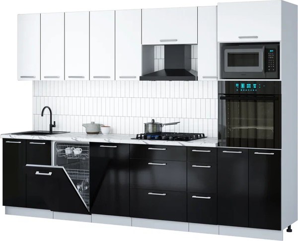 Кухонный гарнитур Интерлиния Мила Gloss 3.0-ПМ3 - фото