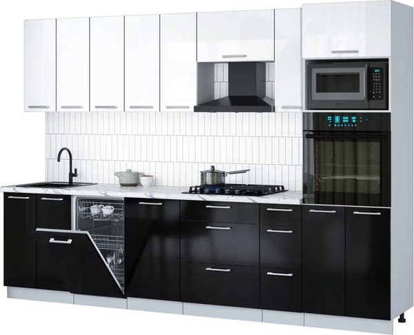 Кухонный гарнитур Интерлиния Мила Gloss 3.0-ПМ3 - фото