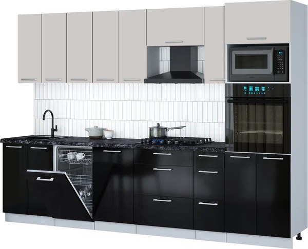 Кухонный гарнитур Интерлиния Мила Gloss 3.0-ПМ3 - фото