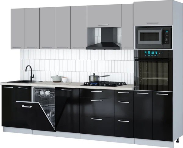 Кухонный гарнитур Интерлиния Мила Gloss 3.0-ПМ3 - фото