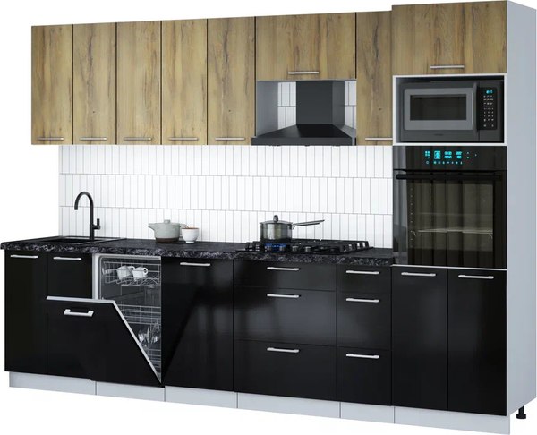 Кухонный гарнитур Интерлиния Мила Gloss 3.0-ПМ3 - фото
