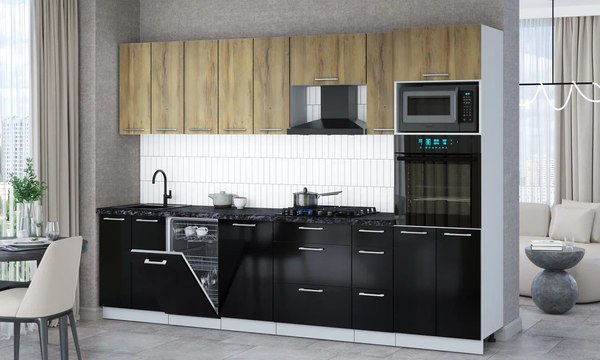 Кухонный гарнитур Интерлиния Мила Gloss 3.0-ПМ3