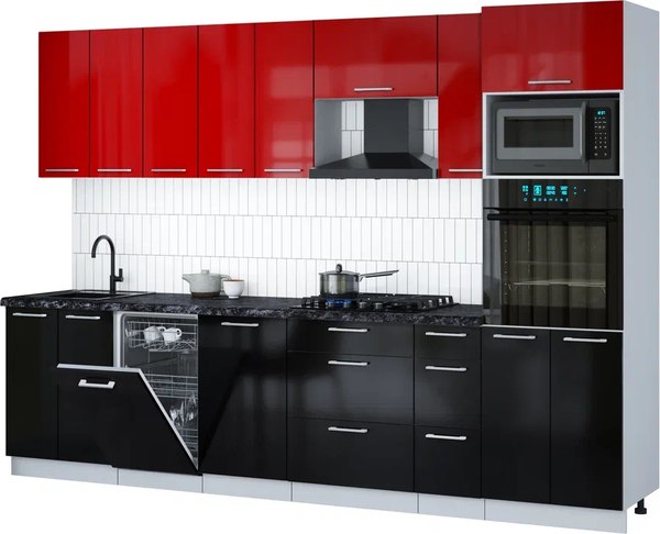 Кухонный гарнитур Интерлиния Мила Gloss 3.0-ПМ3 - фото