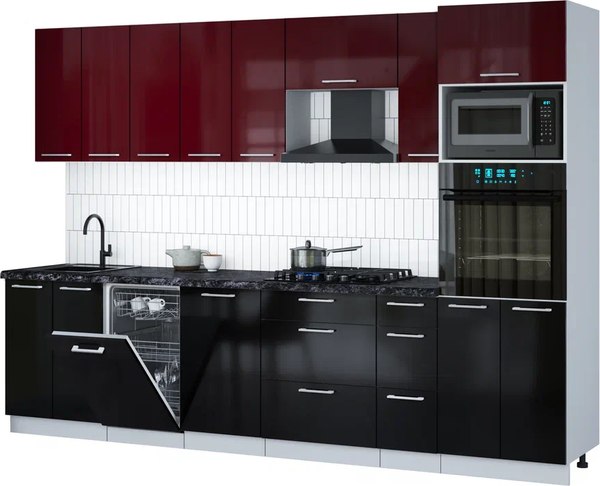 Кухонный гарнитур Интерлиния Мила Gloss 3.0-ПМ3 - фото