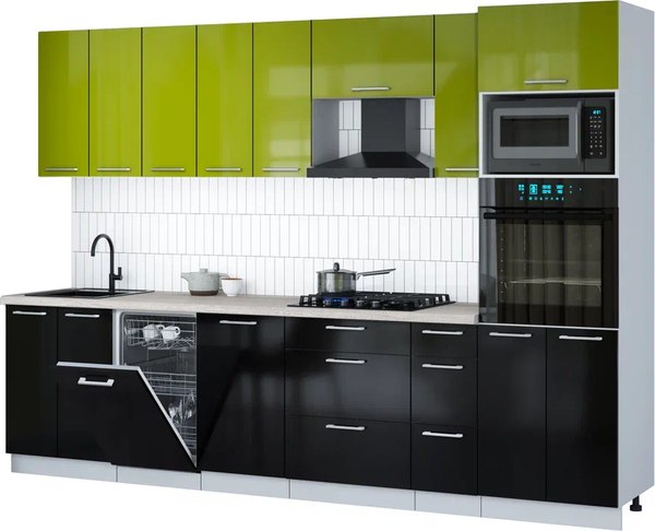 Кухонный гарнитур Интерлиния Мила Gloss 3.0-ПМ3 - фото
