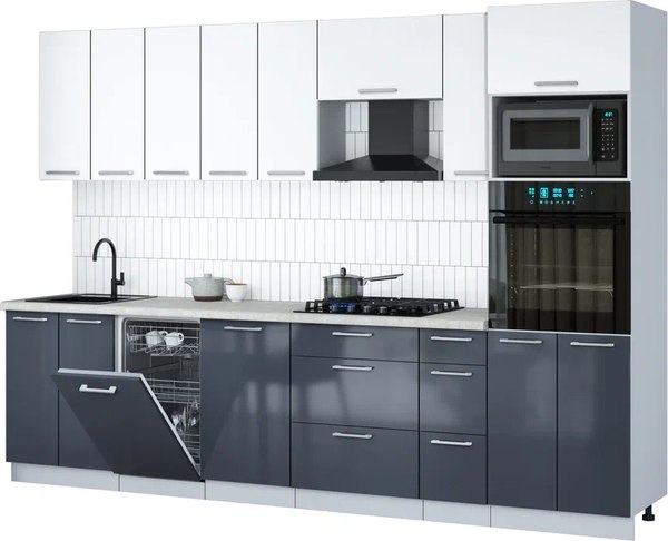 Кухонный гарнитур Интерлиния Мила Gloss 3.0-ПМ3 - фото