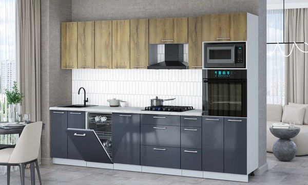 Кухонный гарнитур Интерлиния Мила Gloss 3.0-ПМ3