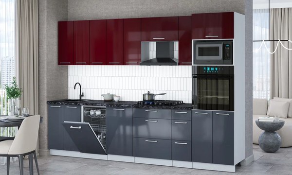 Кухонный гарнитур Интерлиния Мила Gloss 3.0-ПМ3