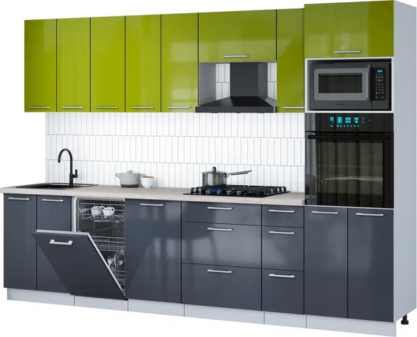 Кухонный гарнитур Интерлиния Мила Gloss 3.0-ПМ3 - фото