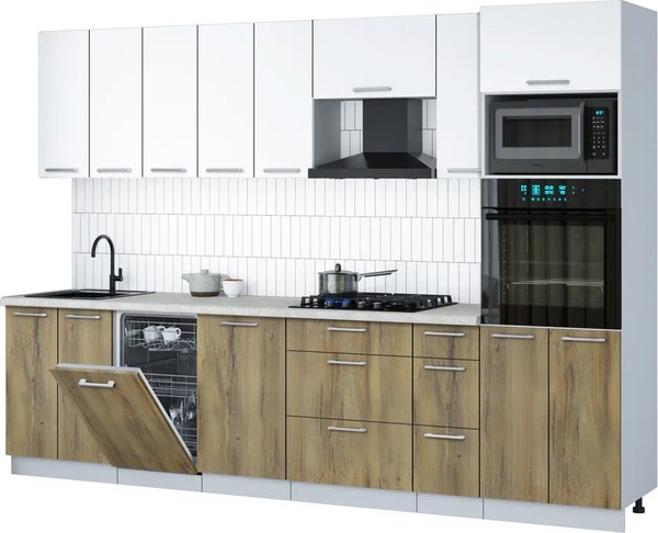 Кухонный гарнитур Интерлиния Мила Gloss 3.0-ПМ3 - фото