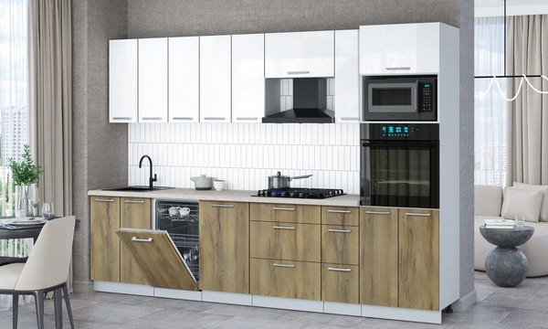 Кухонный гарнитур Интерлиния Мила Gloss 3.0-ПМ3