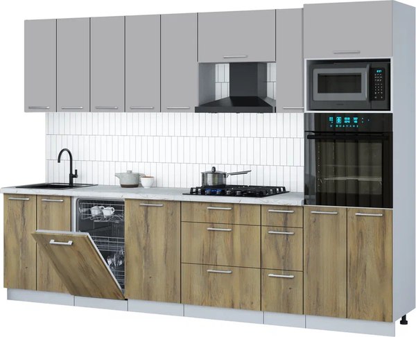 Кухонный гарнитур Интерлиния Мила Gloss 3.0-ПМ3 - фото