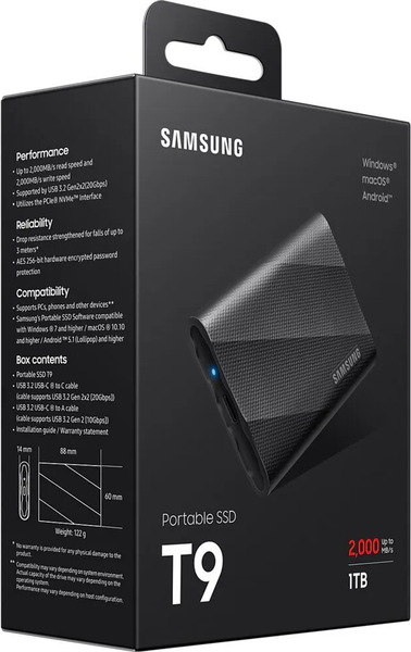 Внешний жесткий диск Samsung T9 1TB (MU-PG1T0B/WW)