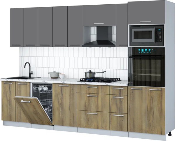 Кухонный гарнитур Интерлиния Мила Gloss 3.0-ПМ3 - фото