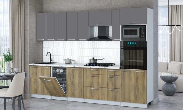 Кухонный гарнитур Интерлиния Мила Gloss 3.0-ПМ3