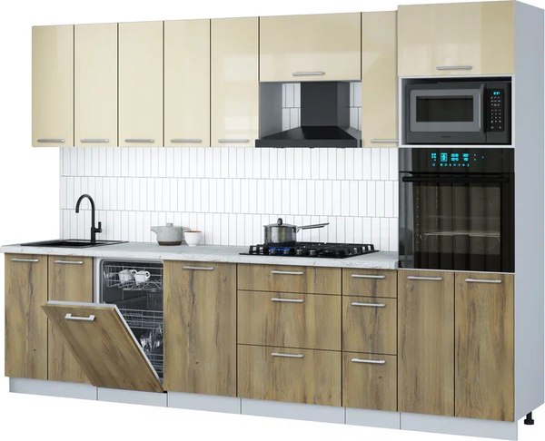 Кухонный гарнитур Интерлиния Мила Gloss 3.0-ПМ3 - фото
