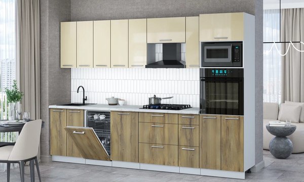 Кухонный гарнитур Интерлиния Мила Gloss 3.0-ПМ3