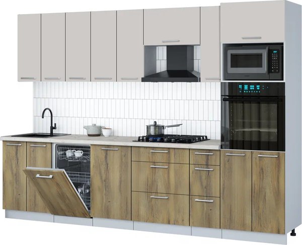 Кухонный гарнитур Интерлиния Мила Gloss 3.0-ПМ3 - фото