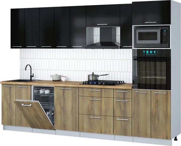 Кухонный гарнитур Интерлиния Мила Gloss 3.0-ПМ3 - фото