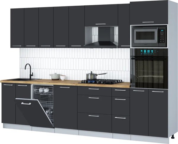 Кухонный гарнитур Интерлиния Мила Gloss 3.0-ПМ3 - фото