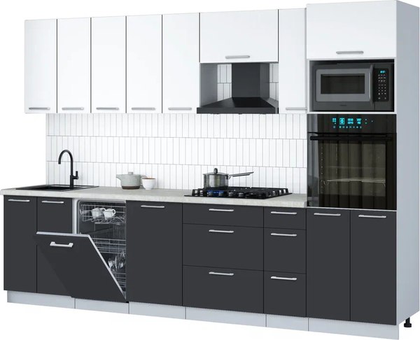 Кухонный гарнитур Интерлиния Мила Gloss 3.0-ПМ3 - фото