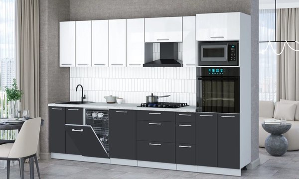 Кухонный гарнитур Интерлиния Мила Gloss 3.0-ПМ3