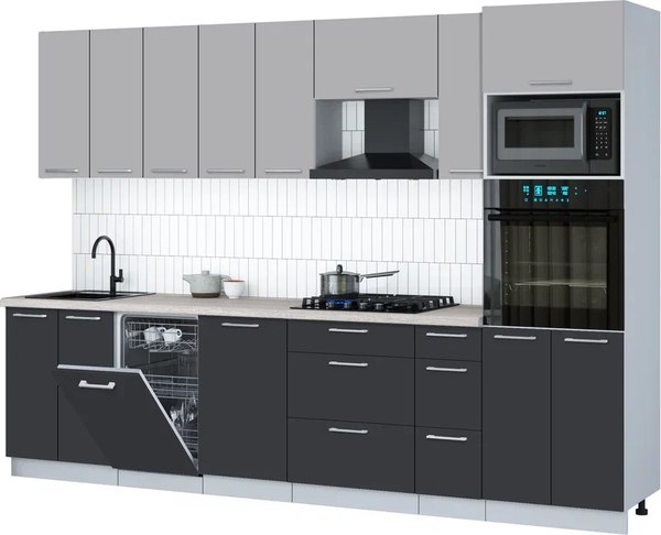 Кухонный гарнитур Интерлиния Мила Gloss 3.0-ПМ3 - фото