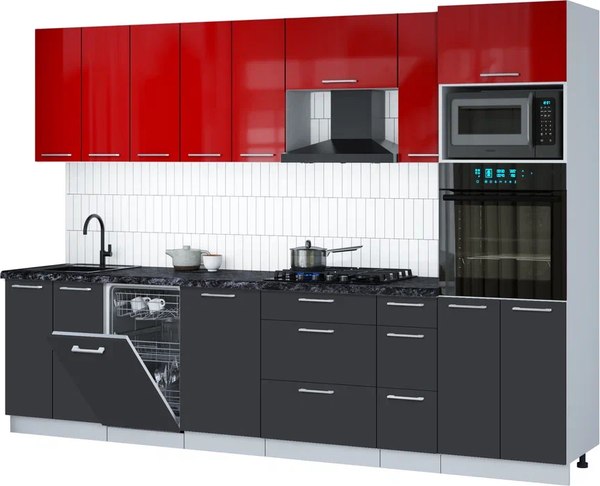 Кухонный гарнитур Интерлиния Мила Gloss 3.0-ПМ3 - фото