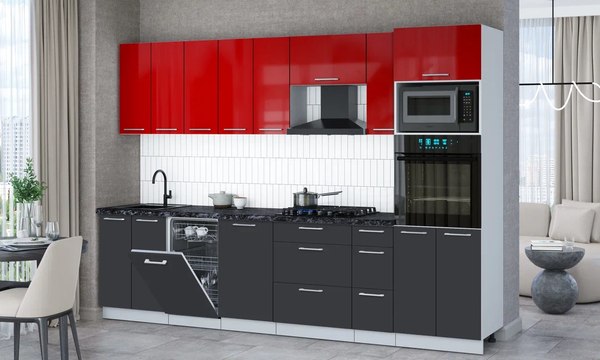 Кухонный гарнитур Интерлиния Мила Gloss 3.0-ПМ3