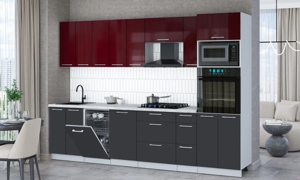 Кухонный гарнитур Интерлиния Мила Gloss 3.0-ПМ3