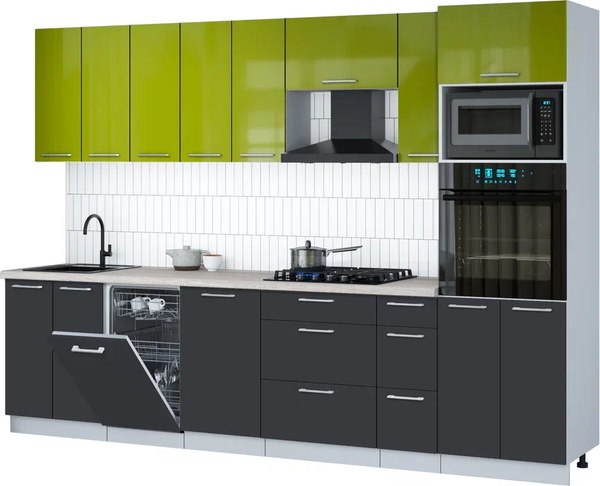 Кухонный гарнитур Интерлиния Мила Gloss 3.0-ПМ3 - фото