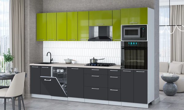 Кухонный гарнитур Интерлиния Мила Gloss 3.0-ПМ3